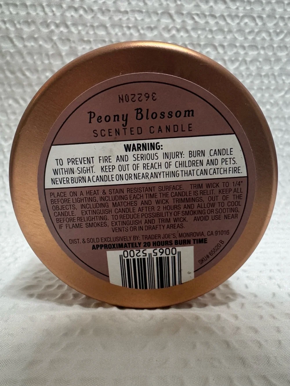 Trader’s joes Peony Blossom Scented Candle - Copper